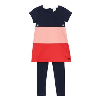 Girls' multi-coloured striped top and leggings set